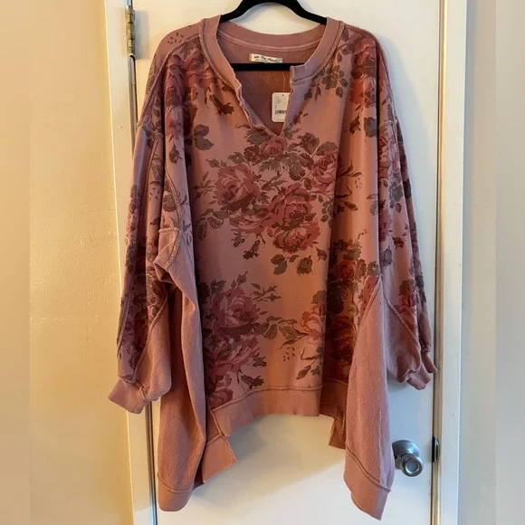 Free People We The Free With The Band Cabbage Rose Sweatshirt - Picture 2 of 6